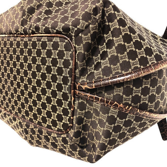 Celine Macadam Pattern Canvas Leather Tote Handbag Brown - Picture 7 of 10